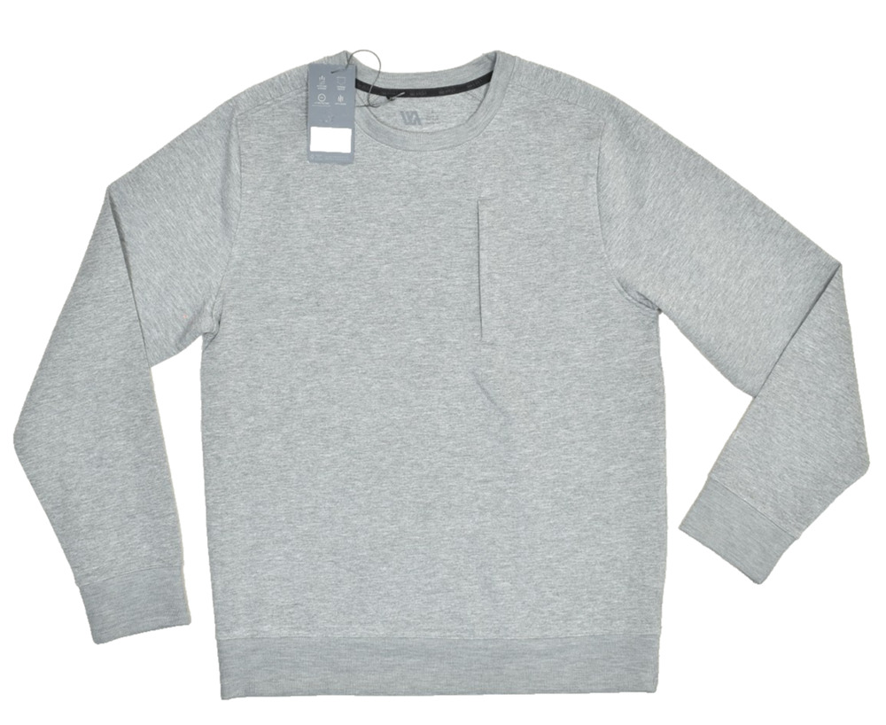 NEW Men's VA Sport Pinnacle Fleece Mid Grey Crew Regular Size S Sweatshirt